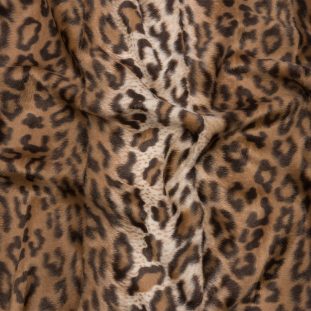 Brown and Tan Leopard Short Pile Faux Fur