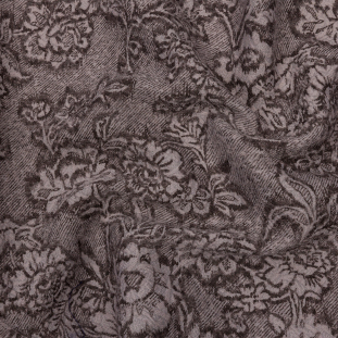 Gray and Brown Floral Wool Blend Jacquard