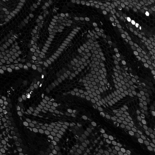 Black and Black Hexagons Foiled Stretch Nylon Knit