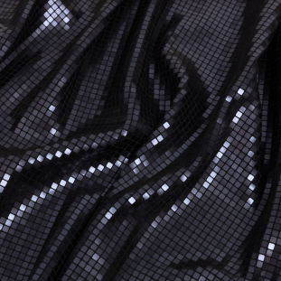 Heidi Charcoal and Black Metallic Squares Foiled Stretch Polyester Knit