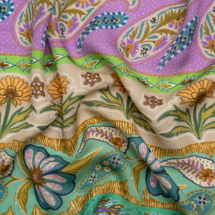 Mood Exclusive Purple Botanical Bliss Viscose and Linen Twill