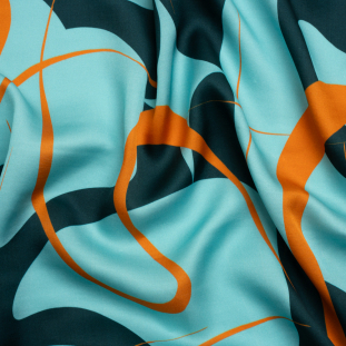 Mood Exclusive Turquoise Atmospheric Adventure Viscose and Recycled Polyester Satin
