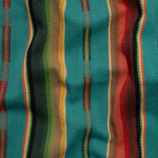 Arizona Turquoise, Red and Green Striped Cotton Twill