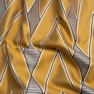 Gold, Charcoal and Gray Deco Diamonds Polyester Jacquard