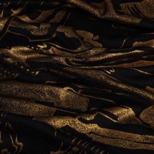 Black and Gold Foiled Rock Formations Silk Jersey