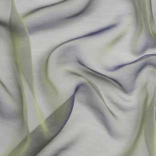 Adelaide Pale Yellow and Navy Iridescent Chiffon-Like Silk Voile