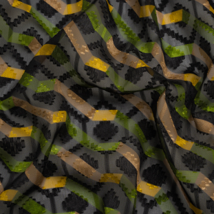 Mood Exclusive Green Wicked Will Island Geometric Burnout Polyester Woven