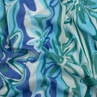 Mood Exclusive Blue Float On Crinkled Cotton Gauzy Woven