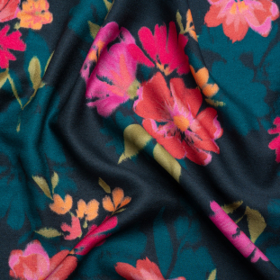 Mood Exclusive Dark Teal Floral Projections Viscose Woven