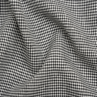 Black and White Checked Medium Weight Linen Woven