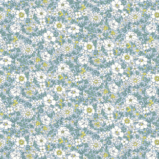 Liberty Art Fabrics White and Blue Arley Gardens Lasenby Quilting Cotton
