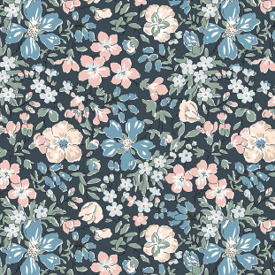 Liberty Art Fabrics Charcoal Botanist’s Bloom Lasenby Quilting Cotton