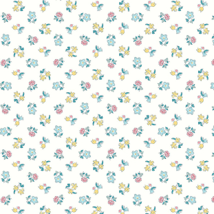 Liberty Art Fabrics Muted Blue and Yellow Spring Buds Lasenby Quilting Cotton