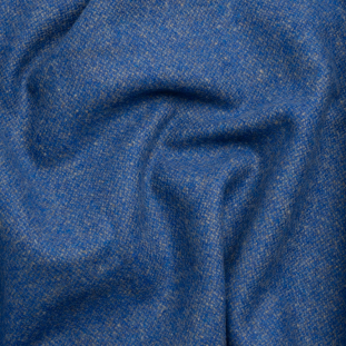 Italian Heathered Blue and Gray Brushed Wool Blend Twill