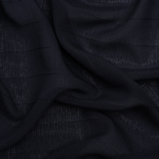 Famous Australian Designer Midnight Monochrome Pinstripes Crinkled Silk Georgette