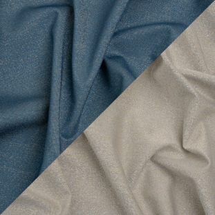 Famous Australian Designer Gray, French Blue and Metallic Gold Double Face Stretch Polyester Tricot
