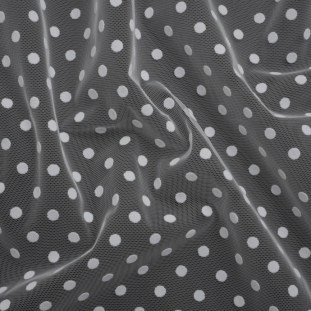 Famous Australian Designer White Big Flocked Polka Dots Polyester Tulle