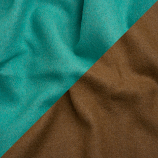 Italian Camel and Aqua Brushed Wool and Polyester Double Cloth Coating
