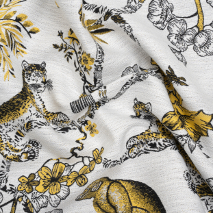 Yellow Topaz Exotic Pets and Flowers Upholstery Jacquard