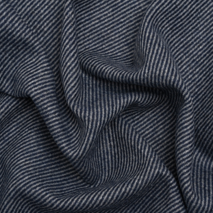 Dark Blue and Gray Diagonal Stripes Blended Wool Twill
