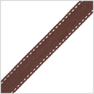 5/8 Brown Stitched Grosgrain Ribbon