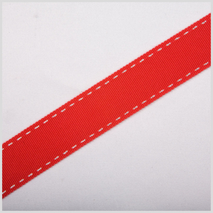 7/8 Red Stitched Grosgrain Ribbon