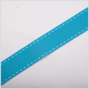 7/8 Turquoise Stitched Grosgrain Ribbon