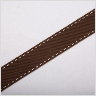 7/8" Brown Stitched Grosgrain Ribbon