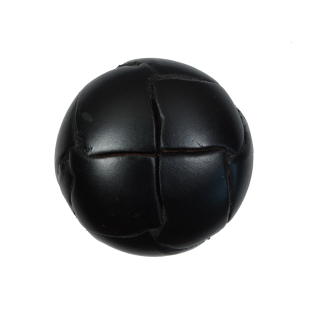 Black Leather Shank Back Button - 40L/25.5mm