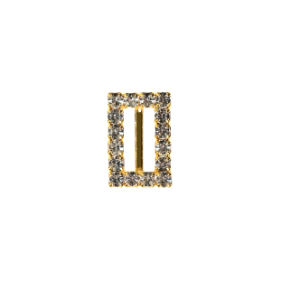 Swarovski Crystal and Gold Rectangular Rhinestone Slider - 0.5" x 0.75"