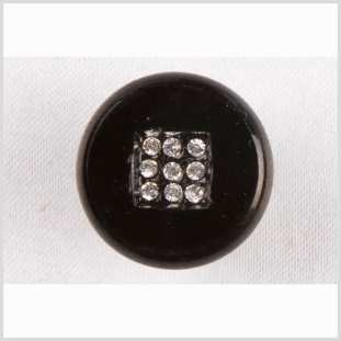Black/Crystal Crystal Button - 24L/15mm