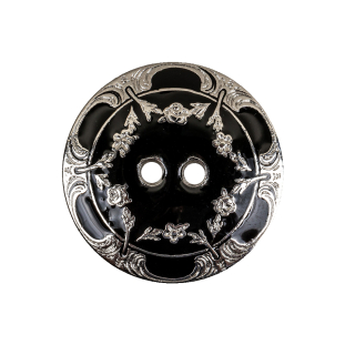 New Silver/Black Metal Coat Button - 40L/25mm