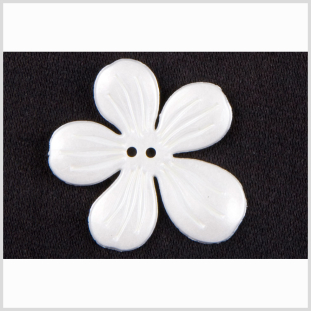 White Floral Plastic Coat Button - 50L/32mm