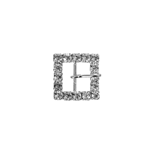 Swarovski Crystal and Silver Square Rhinestone Buckle - 0.625"