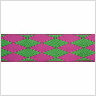 Green/Hot Pink French Jacquard Ribbon