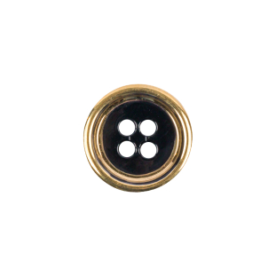 Black and Gold Edged 4-Hole Glass Button - 24L/15mm