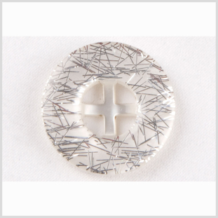 White Silver Plastic Button - 28L/18mm