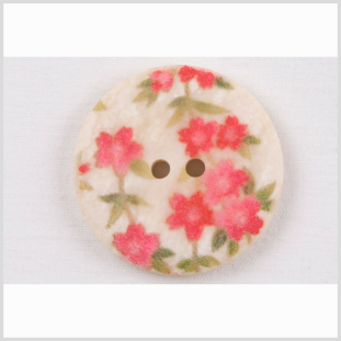 White Pink Plastic Button - 24L/15mm