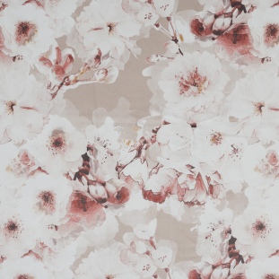 British Imported Blush Floral Polyester Velvet
