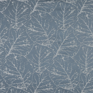 British Imported Sky Satin-Faced Jacquard with Overlapping Leaves