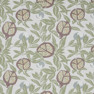 British Imported Olive Pomegranate Printed Cotton Canvas