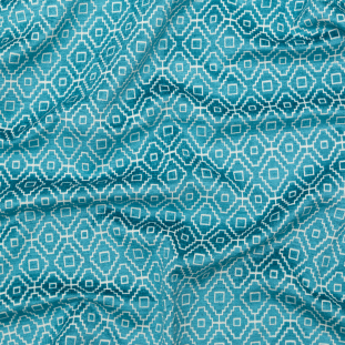 British Imported Teal Geometric Chenille Jacquard