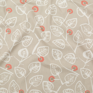 British Imported Coral Leafy Printed Cotton Canvas