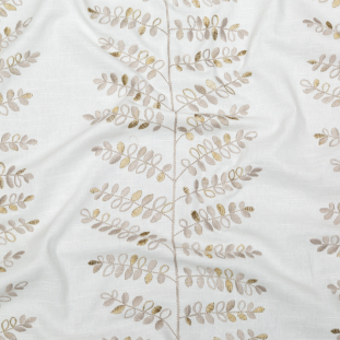 British Imported Linen Leafy Embroidered Imitation Dupioni