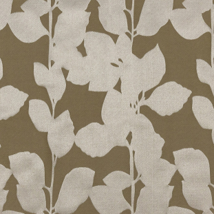 British Imported Olive Satin-Faced Florals Drapery Jacquard