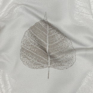 British Imported Silver Large-Scale Leaves Polyester Jacquard