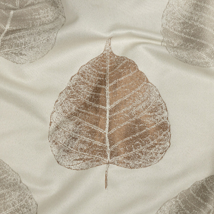 British Imported Terracotta Large-Scale Leaves Polyester Jacquard