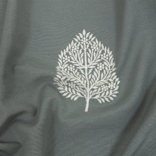 British Imported Duckegg Foliage Embroidered Drapery Woven