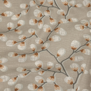 British Imported Rust Prairie Willows Printed Cotton Canvas