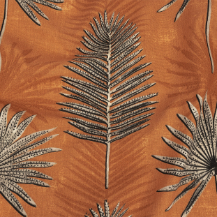 British Imported Terracotta Ferns Printed Cotton Canvas